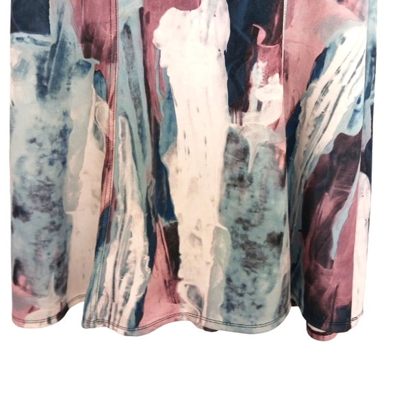 Mossimo Fit & Flare Dress Sz M Tye-Dye Mid Century Modern Denim colors Spandex - Picture 5 of 15